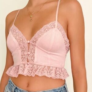 Frankie Phoenix Cotton Candy Lacy Crop Tank Top